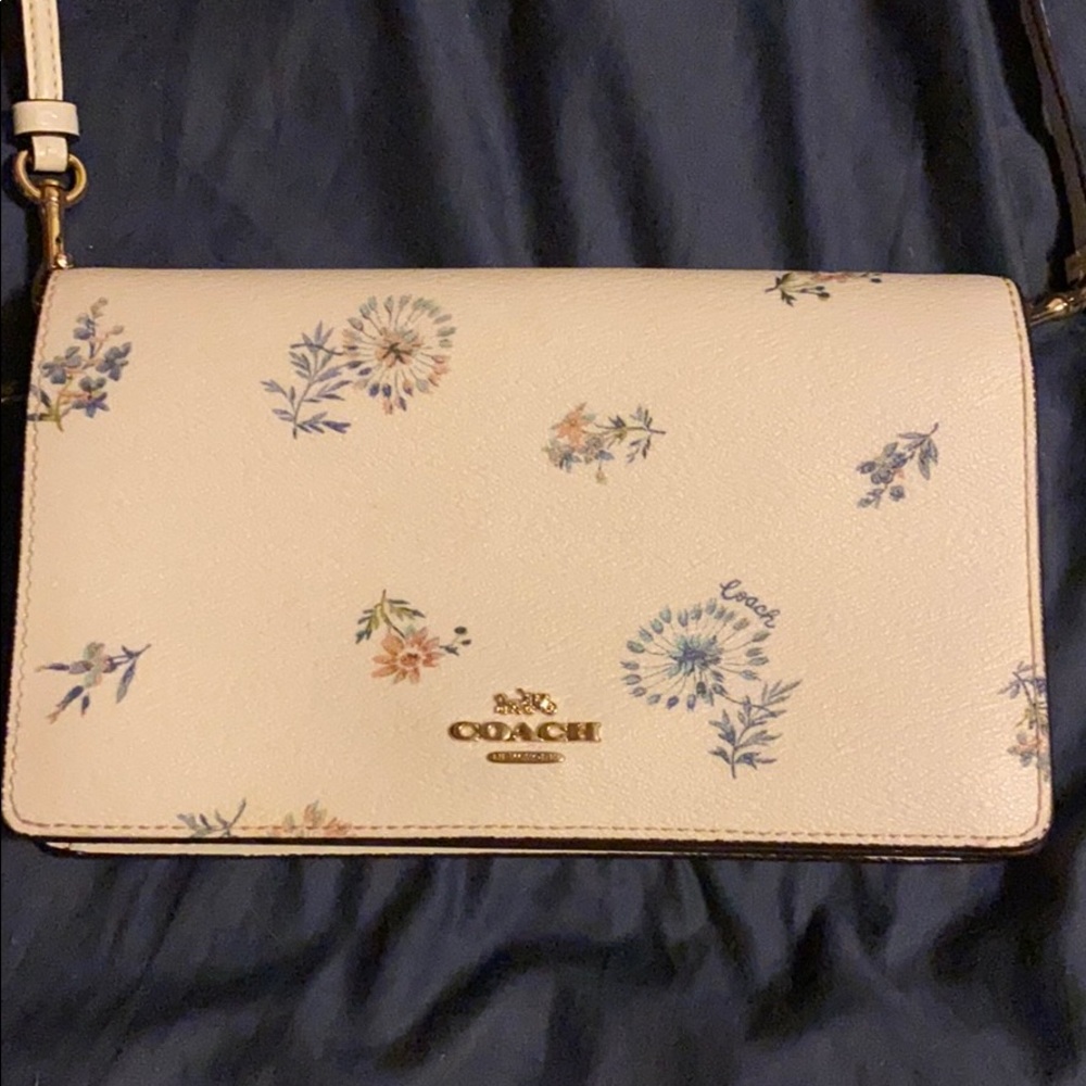 White coach flowery crossbody